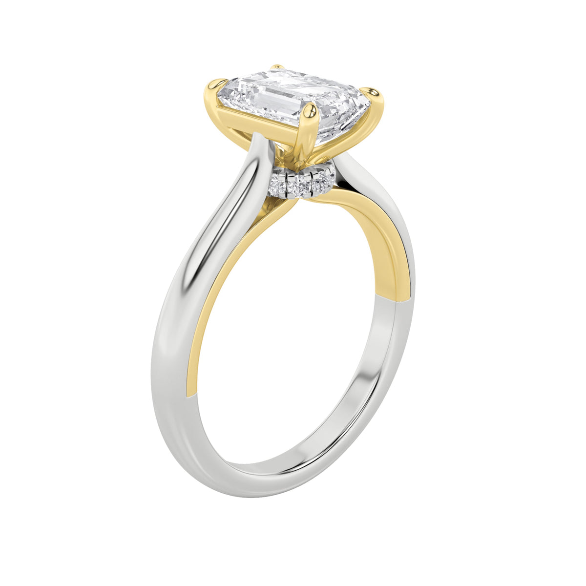 2CTW Emerald Lab-Grown Diamond Prong Solitaire Engagement Ring 11 Stones