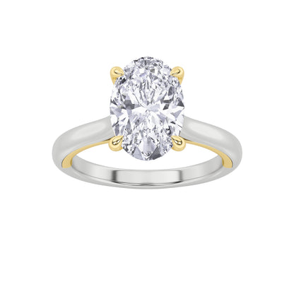 2CTW Oval Lab-Grown Diamond Prong Solitaire Engagement Ring 11 Stones 1.93ct Center