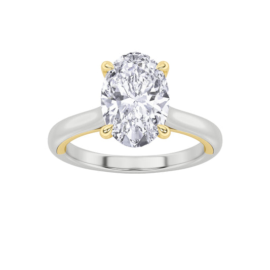 2CTW Oval Lab-Grown Diamond Prong Solitaire Engagement Ring 11 Stones 1.93ct Center