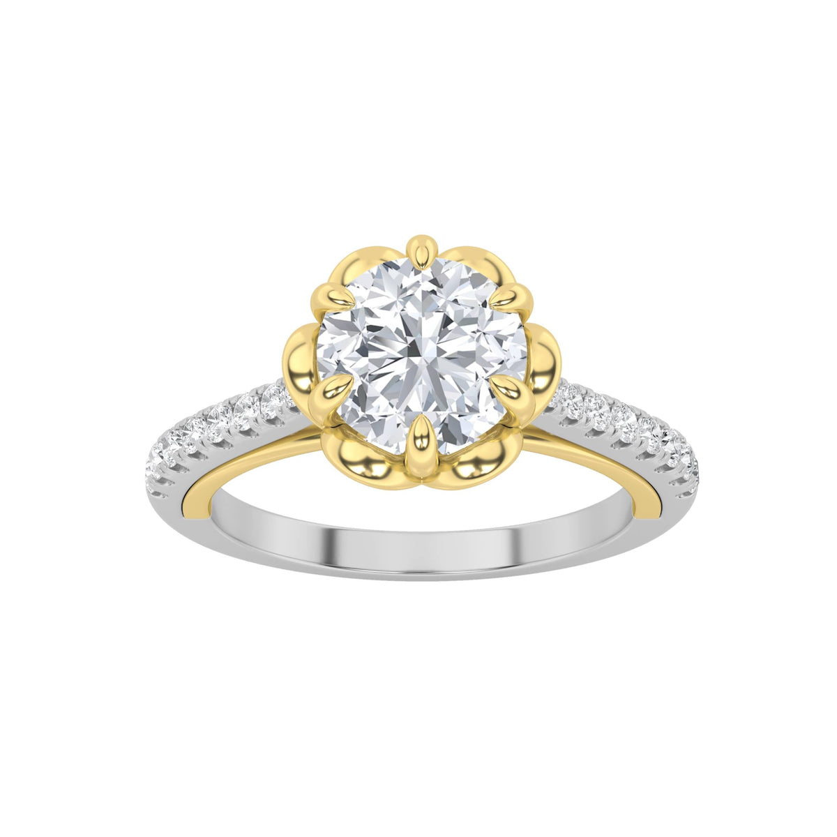 1.5CTW Round Lab-Grown Diamond Prong Solitaire Engagement Ring 27 Stones