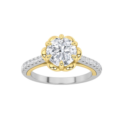 1.5CTW Round Lab-Grown Diamond Prong Solitaire Engagement Ring 27 Stones