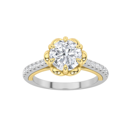 1.5CTW Round Lab-Grown Diamond Prong Solitaire Engagement Ring 27 Stones