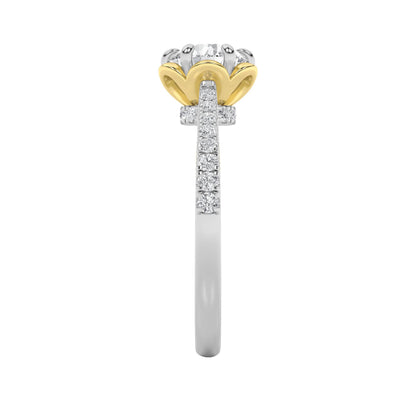 1.5CTW Round Lab-Grown Diamond Prong Solitaire Engagement Ring 27 Stones