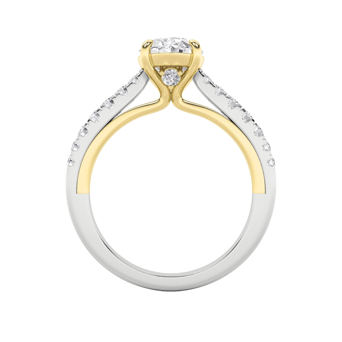 2CTW Oval Lab-Grown Diamond Prong Solitaire Engagement Ring 17 Stones
