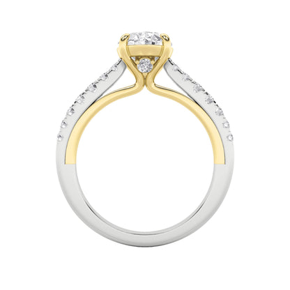 2CTW Oval Lab-Grown Diamond Prong Solitaire Engagement Ring 17 Stones