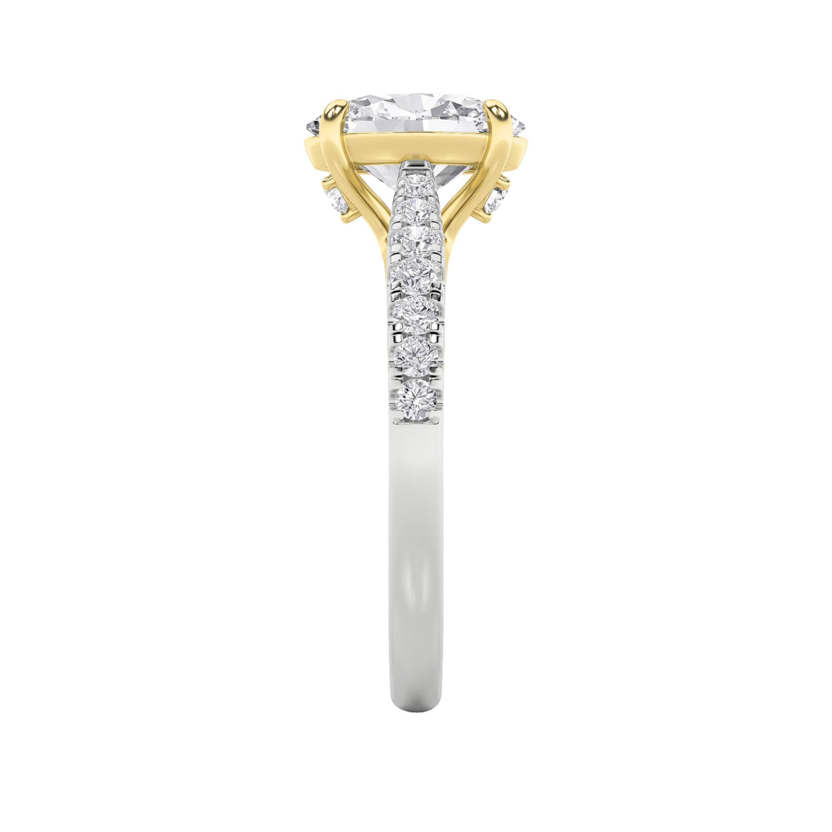 2CTW Oval Lab-Grown Diamond Prong Solitaire Engagement Ring 17 Stones