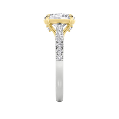 2CTW Oval Lab-Grown Diamond Prong Solitaire Engagement Ring 17 Stones