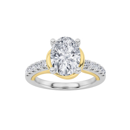 2CTW Oval Lab-Grown Diamond Prong Solitaire Engagement Ring 11 Stones 1.75ct Center