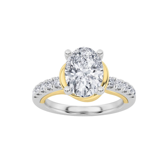 2CTW Oval Lab-Grown Diamond Prong Solitaire Engagement Ring 11 Stones 1.75ct Center
