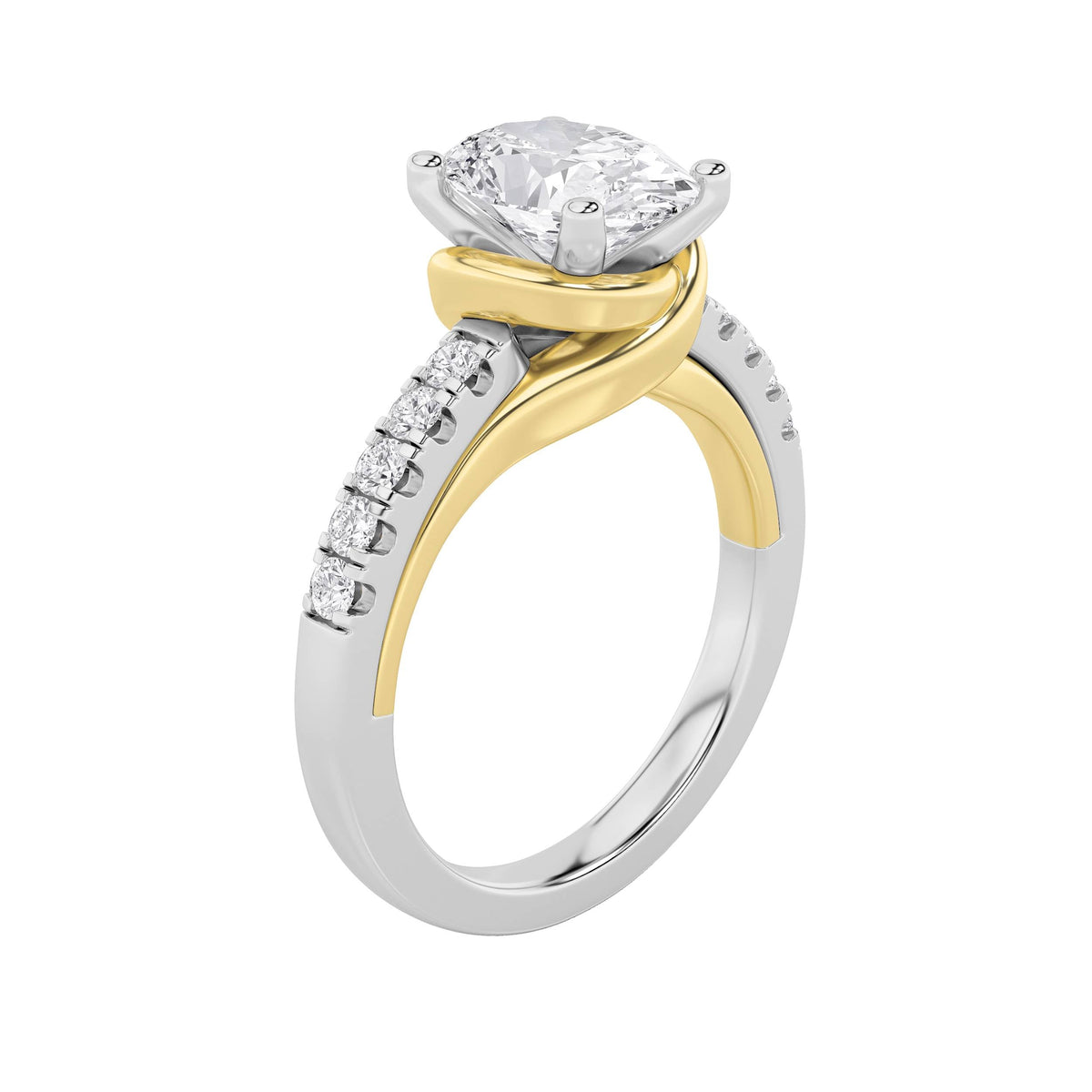 2CTW Oval Lab-Grown Diamond Prong Solitaire Engagement Ring 11 Stones 1.75ct Center