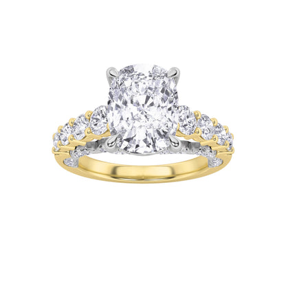 4CTW Elongated Cushion Lab-Grown Diamond Prong Ring 65 Stones