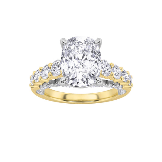 4CTW Elongated Cushion Lab-Grown Diamond Prong Ring 65 Stones