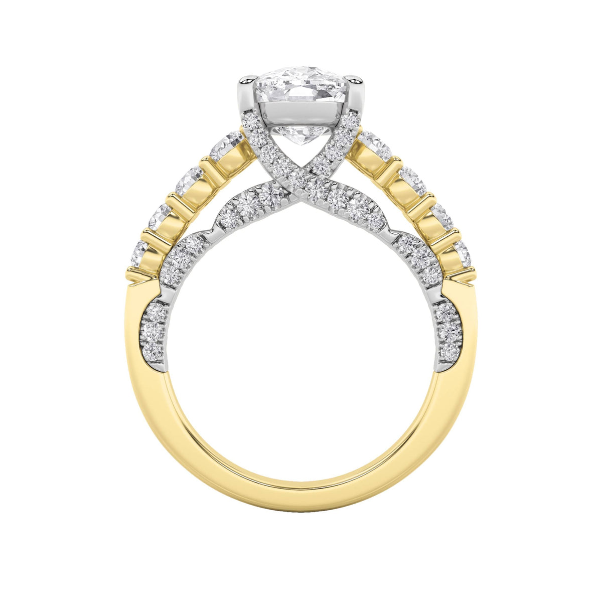 4CTW Elongated Cushion Lab-Grown Diamond Prong Ring 65 Stones