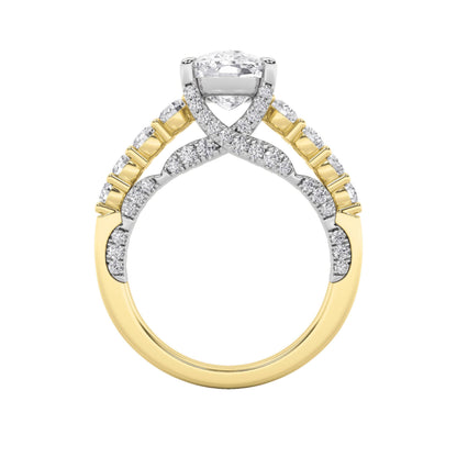 4CTW Elongated Cushion Lab-Grown Diamond Prong Ring 65 Stones