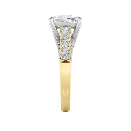 4CTW Elongated Cushion Lab-Grown Diamond Prong Ring 65 Stones