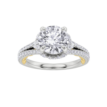 2CTW Round Lab-Grown Diamond Prong Solitaire Engagement Ring 75 Stones
