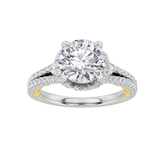 2CTW Round Lab-Grown Diamond Prong Solitaire Engagement Ring 75 Stones