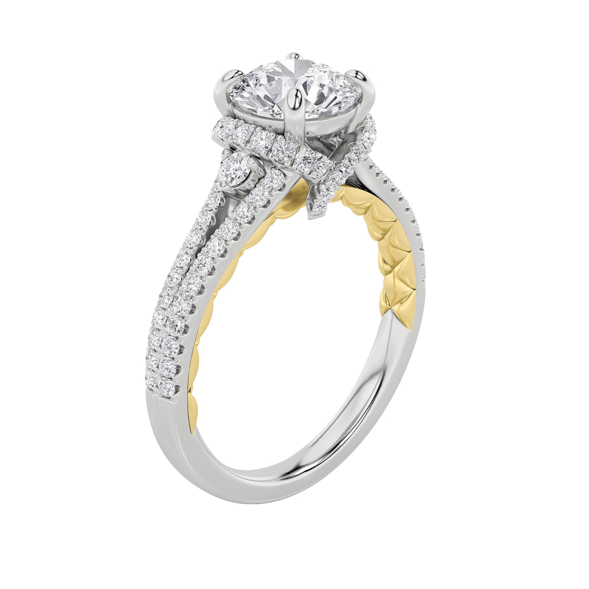 2CTW Round Lab-Grown Diamond Prong Solitaire Engagement Ring 75 Stones