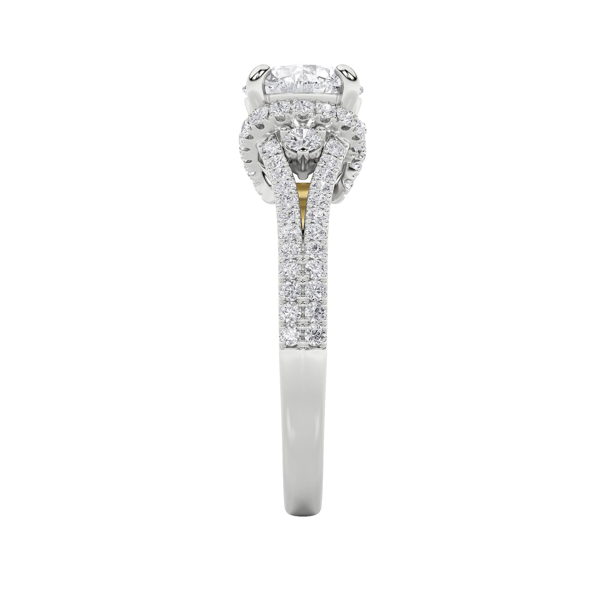 2CTW Round Lab-Grown Diamond Prong Solitaire Engagement Ring 75 Stones