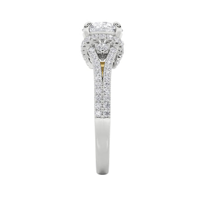 2CTW Round Lab-Grown Diamond Prong Solitaire Engagement Ring 75 Stones