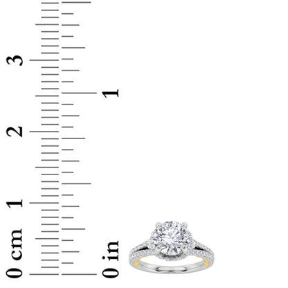 2CTW Round Lab-Grown Diamond Prong Solitaire Engagement Ring 75 Stones