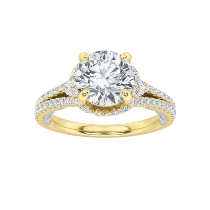 2CTW Round Lab-Grown Diamond Prong Solitaire Engagement Ring 75 Stones