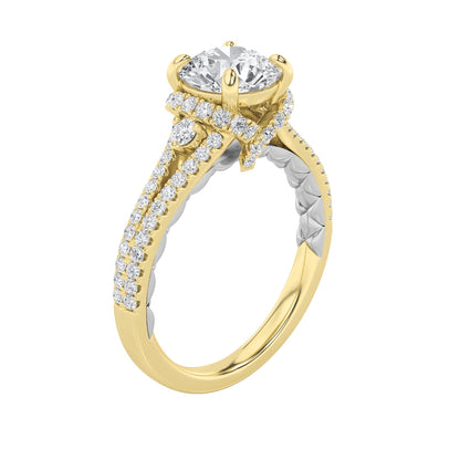 2CTW Round Lab-Grown Diamond Prong Solitaire Engagement Ring 75 Stones