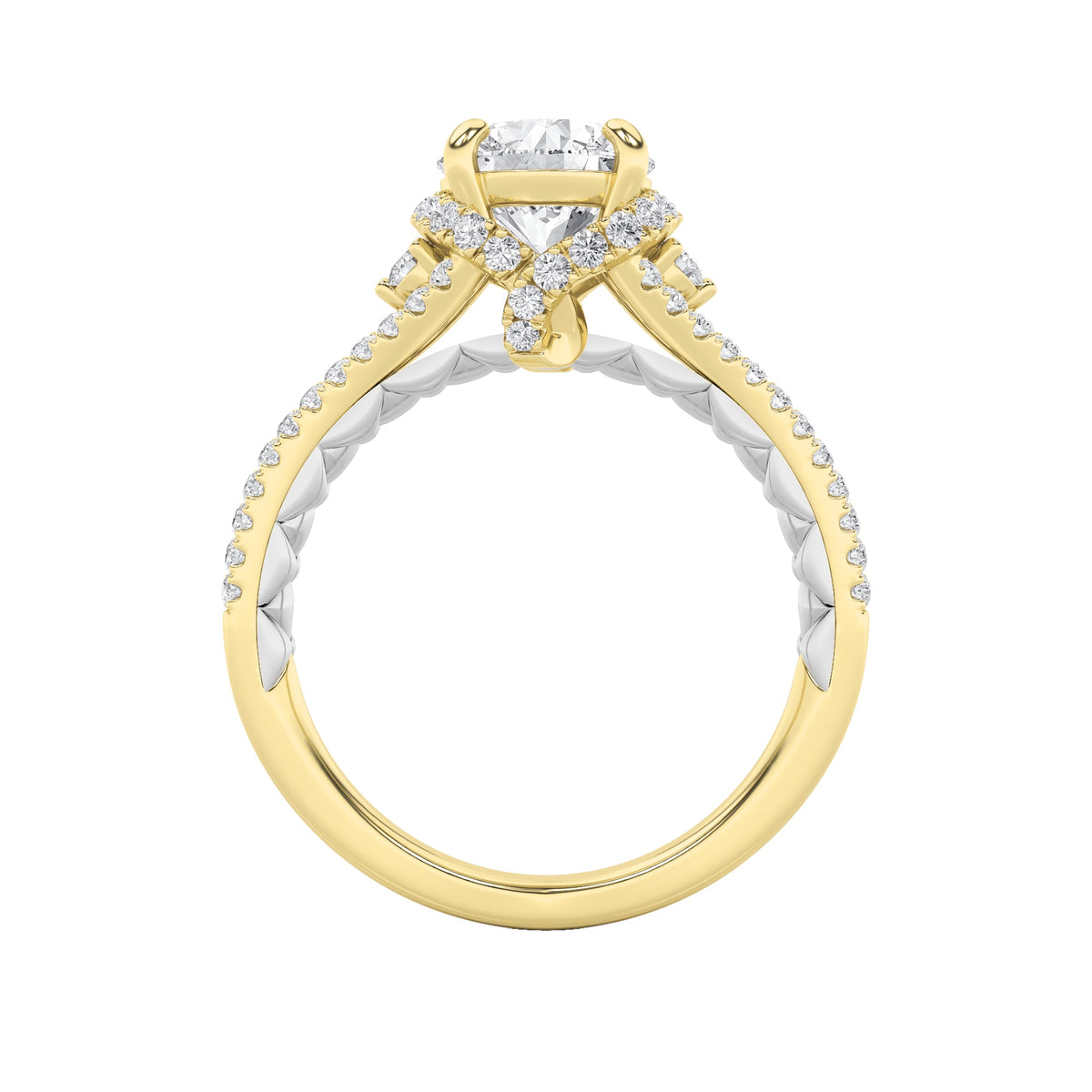 2CTW Round Lab-Grown Diamond Prong Solitaire Engagement Ring 75 Stones
