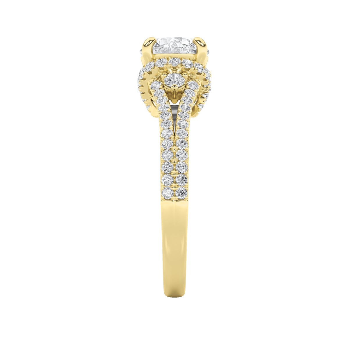 2CTW Round Lab-Grown Diamond Prong Solitaire Engagement Ring 75 Stones