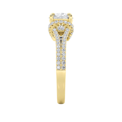 2CTW Round Lab-Grown Diamond Prong Solitaire Engagement Ring 75 Stones