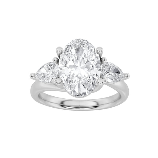 2.5CTW Oval Lab-Grown Diamond Prong Accented Three Stone Ring 3 Stones