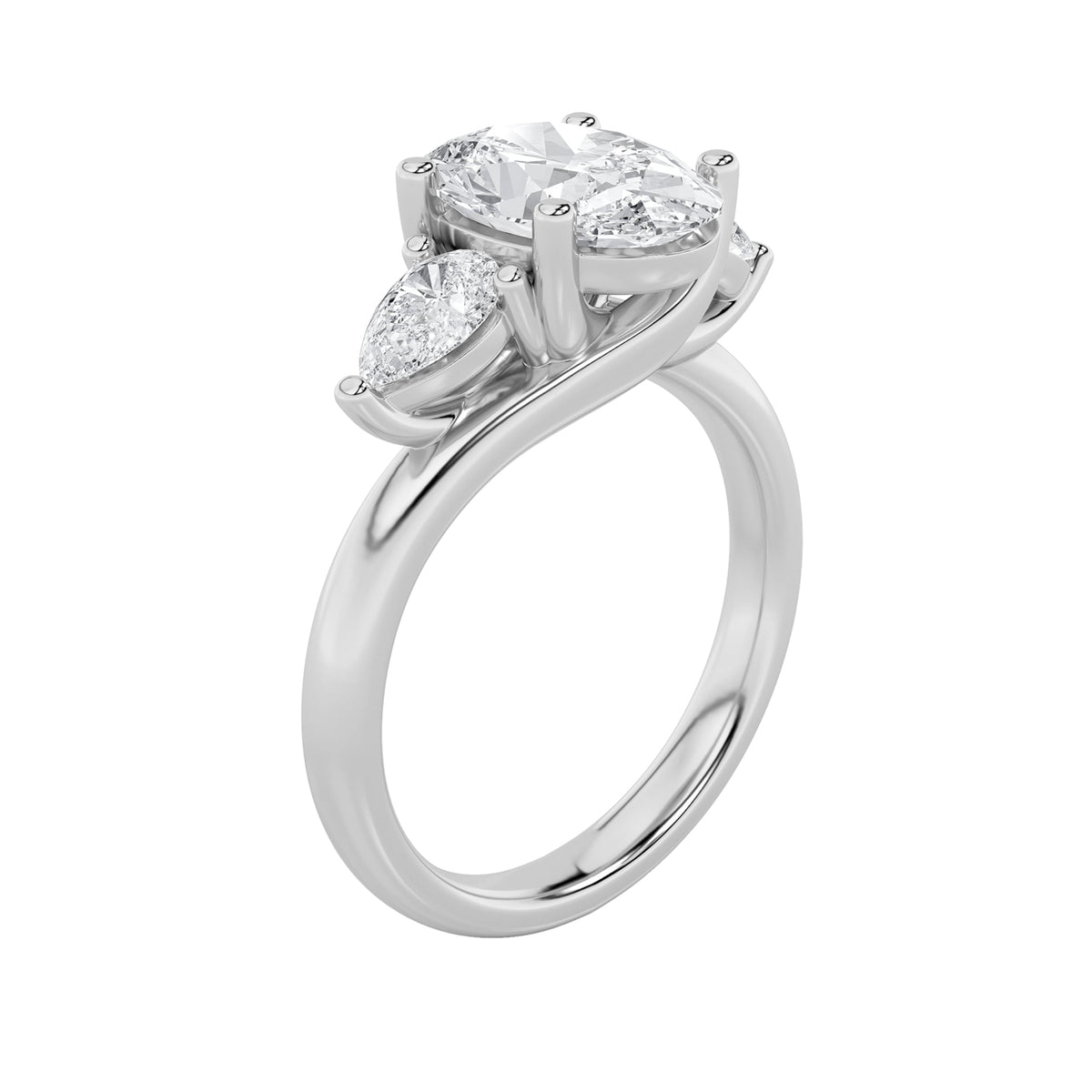 2.5CTW Oval Lab-Grown Diamond Prong Accented Three Stone Ring 3 Stones