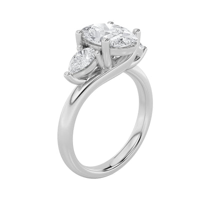 2.5CTW Oval Lab-Grown Diamond Prong Accented Three Stone Ring 3 Stones