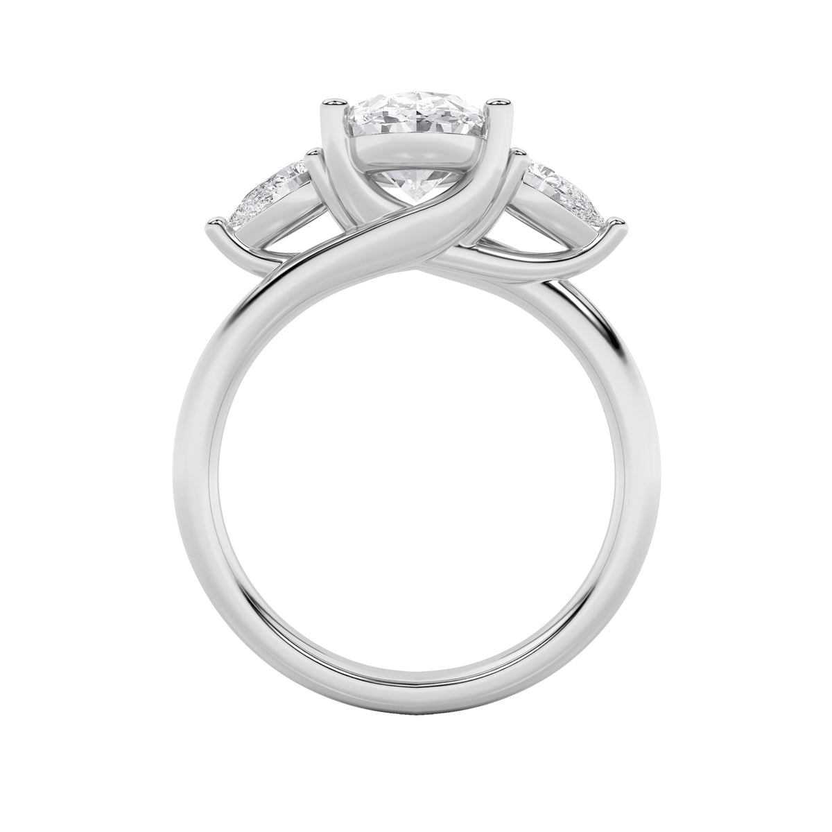 2.5CTW Oval Lab-Grown Diamond Prong Accented Three Stone Ring 3 Stones