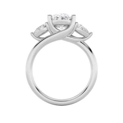 2.5CTW Oval Lab-Grown Diamond Prong Accented Three Stone Ring 3 Stones