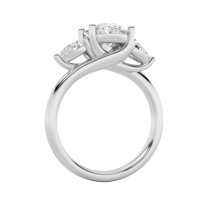 2.5CTW Oval Lab-Grown Diamond Prong Accented Three Stone Ring 3 Stones