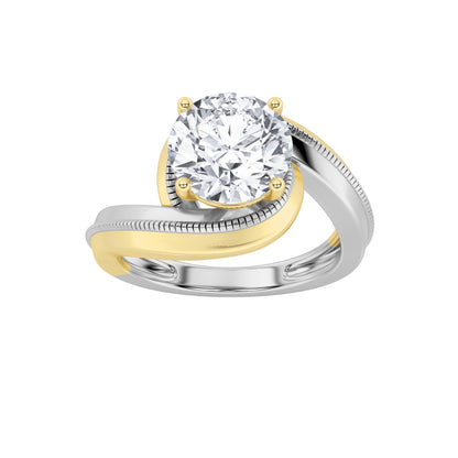 2CTW Round Lab-Grown Diamond Prong Two Tone Solitaire Engagement Ring 1 Stone