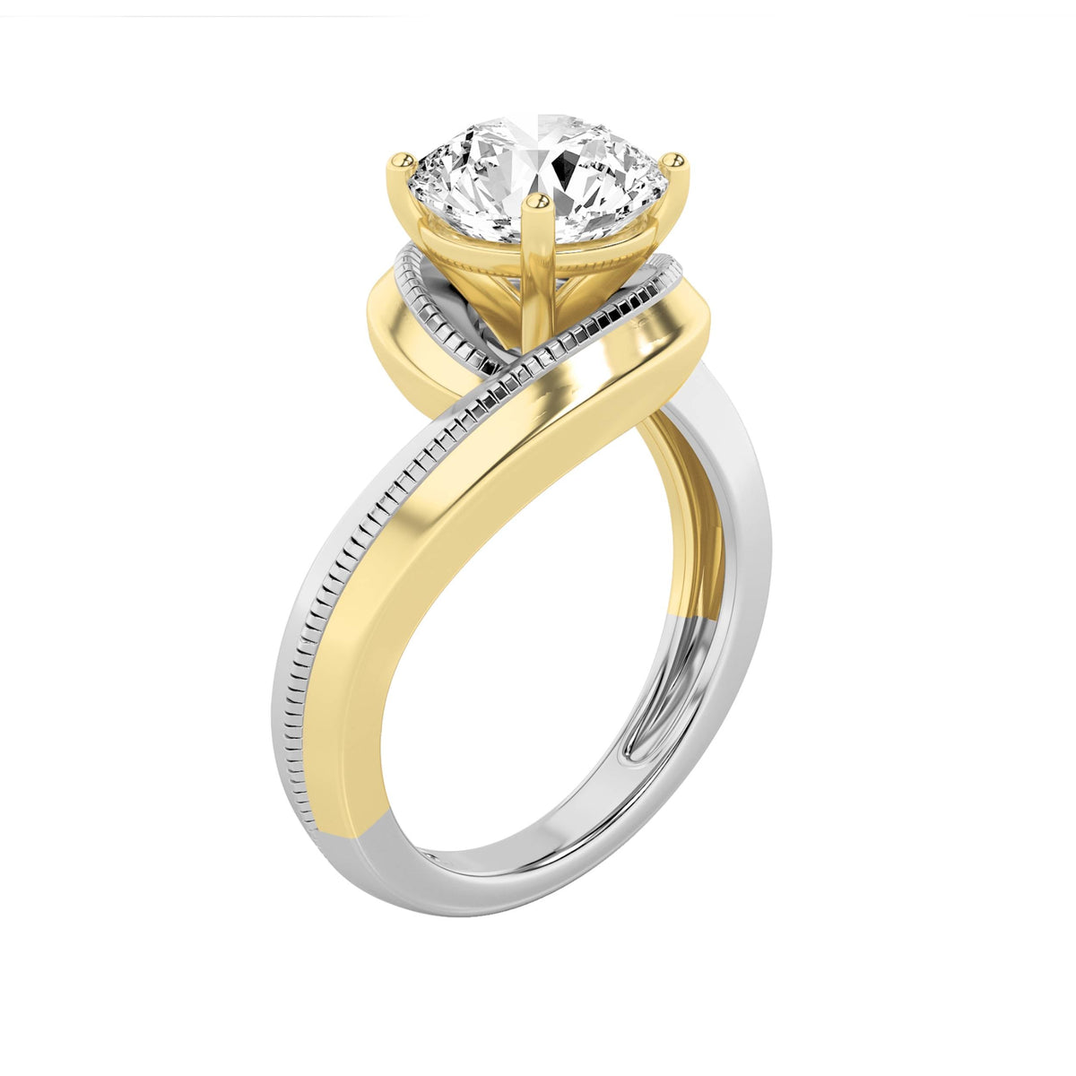 2CTW Round Lab-Grown Diamond Prong Two Tone Solitaire Engagement Ring 1 Stone