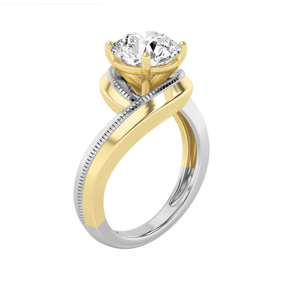2CTW Round Lab-Grown Diamond Prong Two Tone Solitaire Engagement Ring 1 Stone
