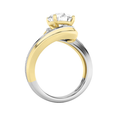 2CTW Round Lab-Grown Diamond Prong Two Tone Solitaire Engagement Ring 1 Stone