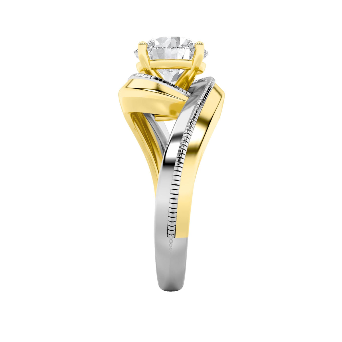 2CTW Round Lab-Grown Diamond Prong Two Tone Solitaire Engagement Ring 1 Stone