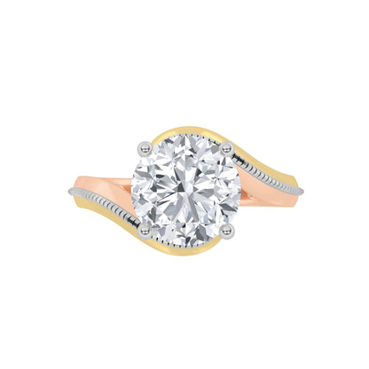 2CTW Round Lab-Grown Diamond Prong Three Tone Solitaire Engagement Ring 1 Stone