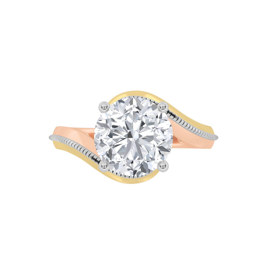 2CTW Round Lab-Grown Diamond Prong Three Tone Solitaire Engagement Ring 1 Stone