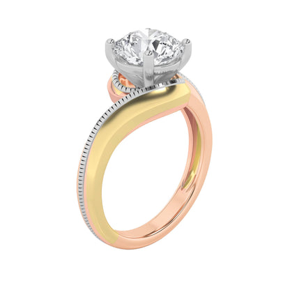 2CTW Round Lab-Grown Diamond Prong Three Tone Solitaire Engagement Ring 1 Stone