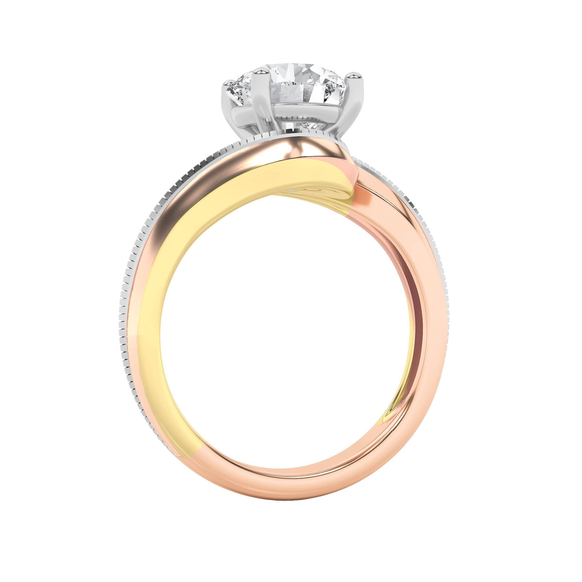 2CTW Round Lab-Grown Diamond Prong Three Tone Solitaire Engagement Ring 1 Stone