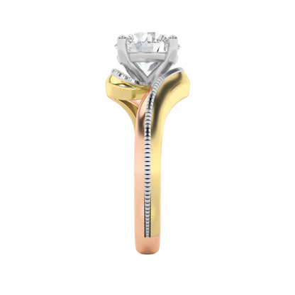 2CTW Round Lab-Grown Diamond Prong Three Tone Solitaire Engagement Ring 1 Stone