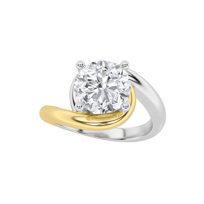 2CTW Round Lab-Grown Diamond Prong Two Tone Bypass Solitaire Engagement Ring 1 Stone