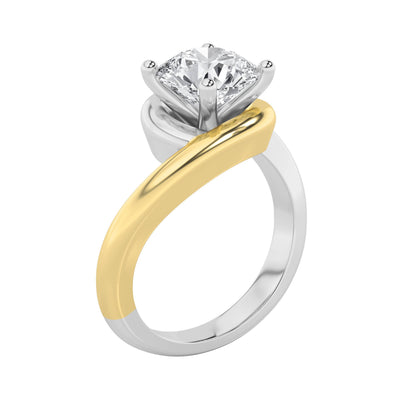 2CTW Round Lab-Grown Diamond Prong Two Tone Bypass Solitaire Engagement Ring 1 Stone