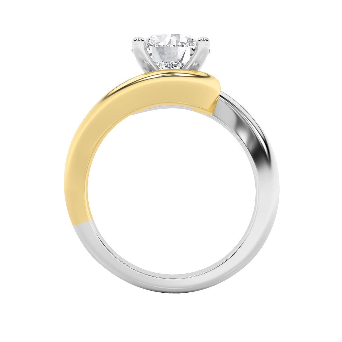 2CTW Round Lab-Grown Diamond Prong Two Tone Bypass Solitaire Engagement Ring 1 Stone
