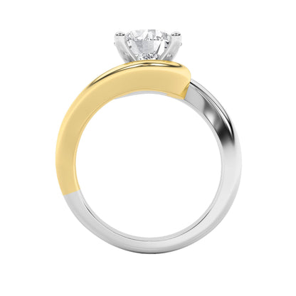 2CTW Round Lab-Grown Diamond Prong Two Tone Bypass Solitaire Engagement Ring 1 Stone